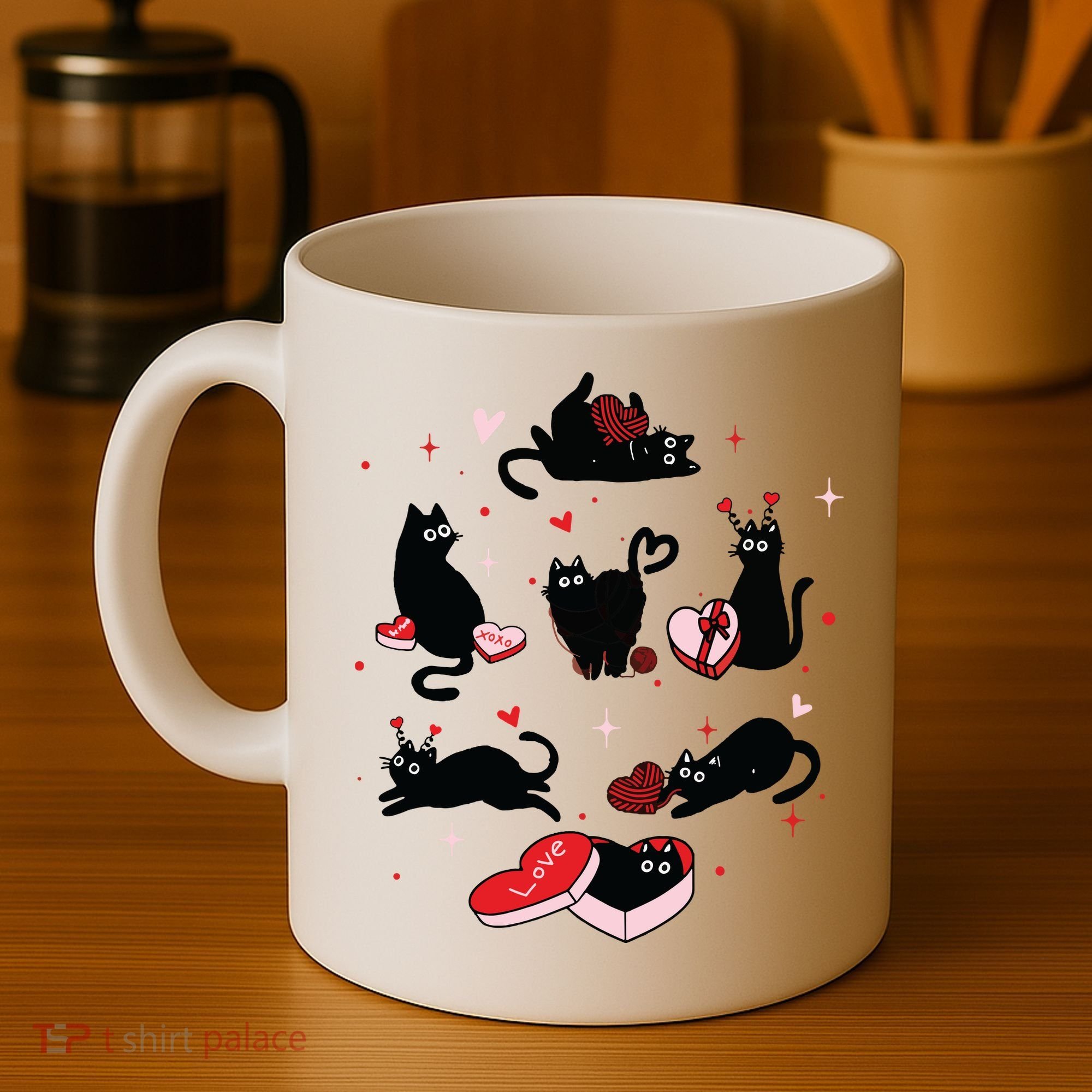 Black Cat Valentine Shirts Cat Valentines Day Cat Mom Valentines Coffee Mug