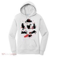 Black Cat Valentine Shirts Cat Valentines Day Cat Mom Valentines Women's Hoodie thumb 0