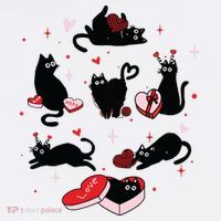 Black Cat Valentine Shirts Cat Valentines Day Cat Mom Valentines Ornament thumb 1