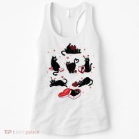 Black Cat Valentine Shirts Cat Valentines Day Cat Mom Valentines Women's Tank Top thumb 0