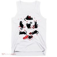 Black Cat Valentine Shirts Cat Valentines Day Cat Mom Valentines Tank Top thumb 0