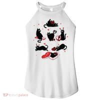 Black Cat Valentine Shirts Cat Valentines Day Cat Mom Valentines Women's Perfect Tri Rocker Tank thumb 0