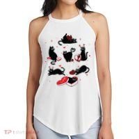 Black Cat Valentine Shirts Cat Valentines Day Cat Mom Valentines Women's Perfect Tri Rocker Tank thumb 2