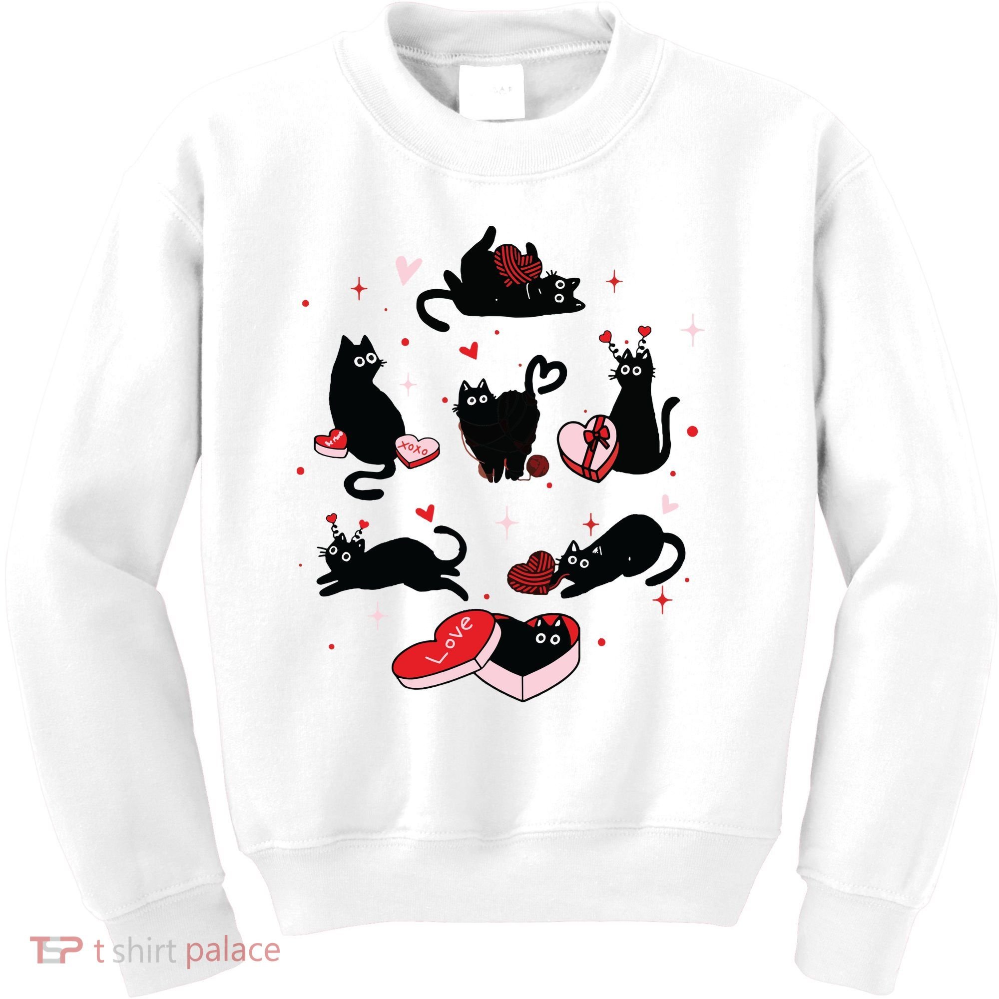 Black Cat Valentine Shirts Cat Valentines Day Cat Mom Valentines Kids Sweatshirt