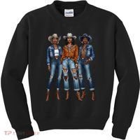 Black Cowgirl Vibes Melanin Black History Texas Kids Sweatshirt thumb 0