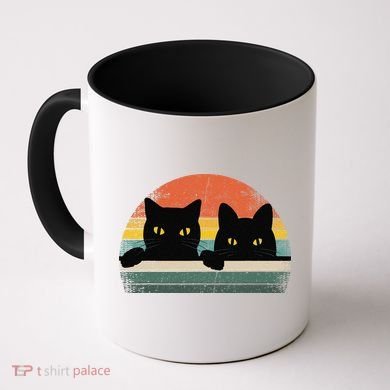 Black Cat Vintage Retro Style Cats Lover Gift Coffee Mug