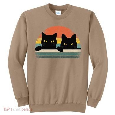 Black Cat Vintage Retro Style Cats Lover Gift Sweatshirt