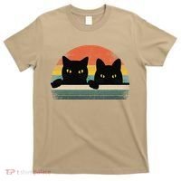 Black Cat Vintage Retro Style Cats Lover Gift T-Shirt thumb 0