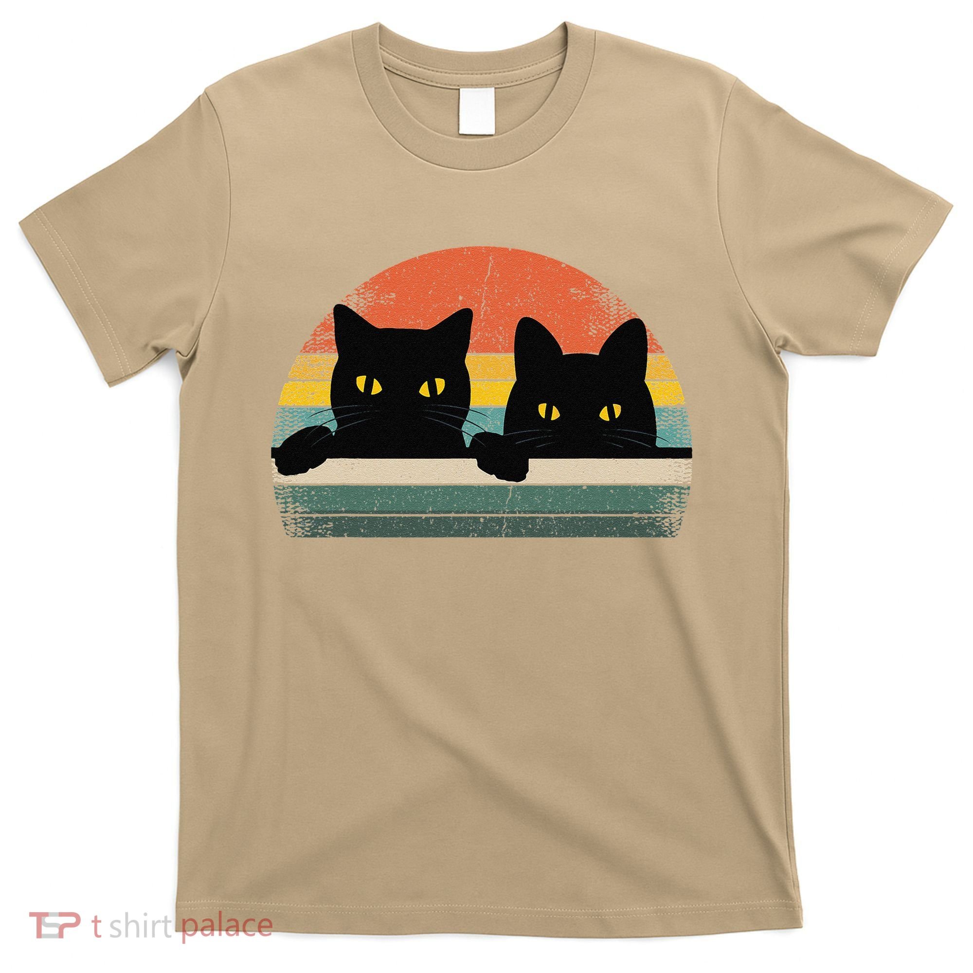 Black Cat Vintage Retro Style Cats Lover Gift T-Shirt
