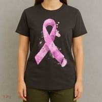 Breast Cancer Watercolor Ribbon T-Shirt thumb 4