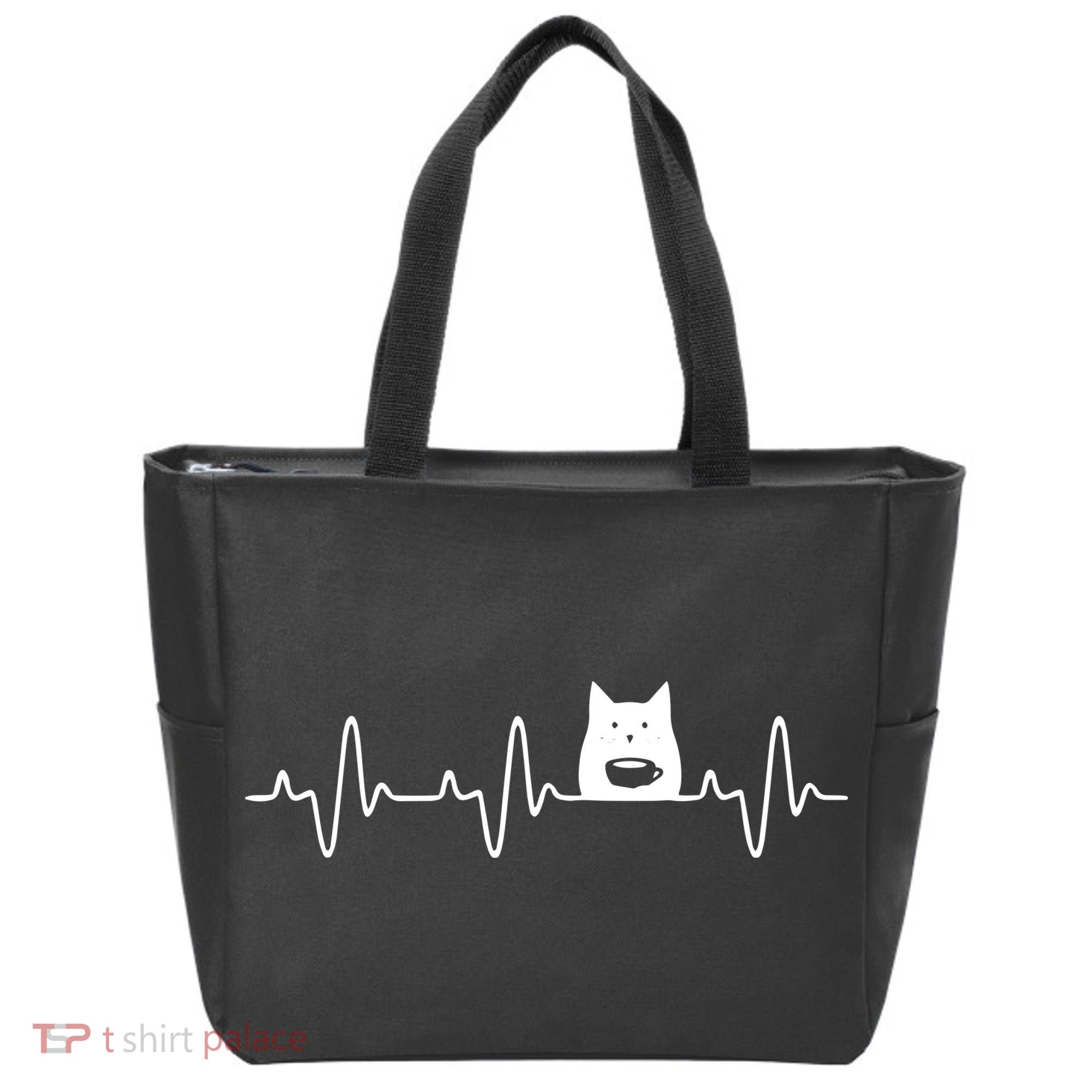 Black Cat With Coffee Cute Cats And Coffee Lover Tote Bag