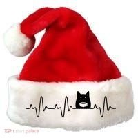 Black Cat With Coffee Cute Cats And Coffee Lover Santa Hat thumb 0