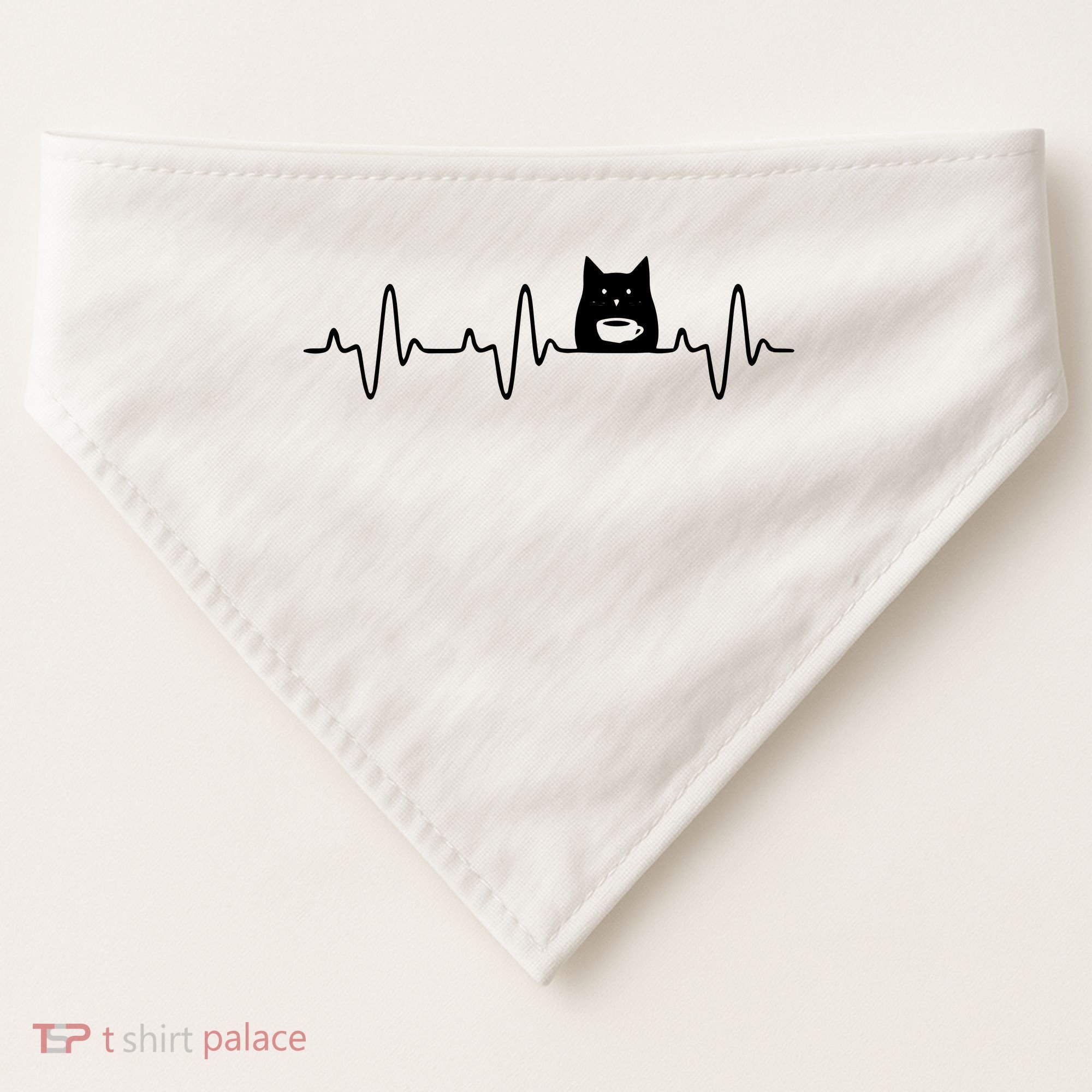 Black Cat With Coffee Cute Cats And Coffee Lover USA-Made Doggie Bandana