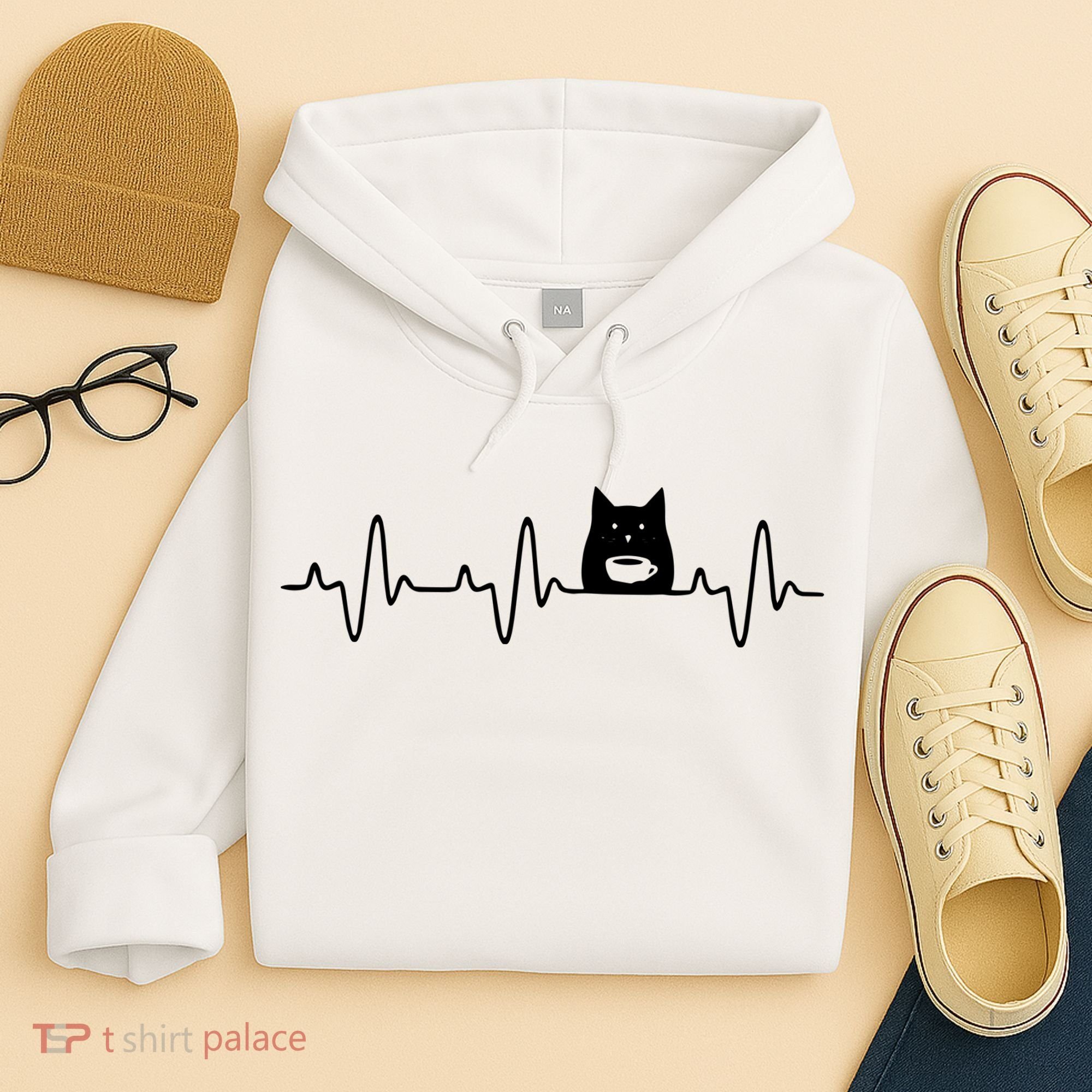 Black Cat With Coffee Cute Cats And Coffee Lover Hoodie