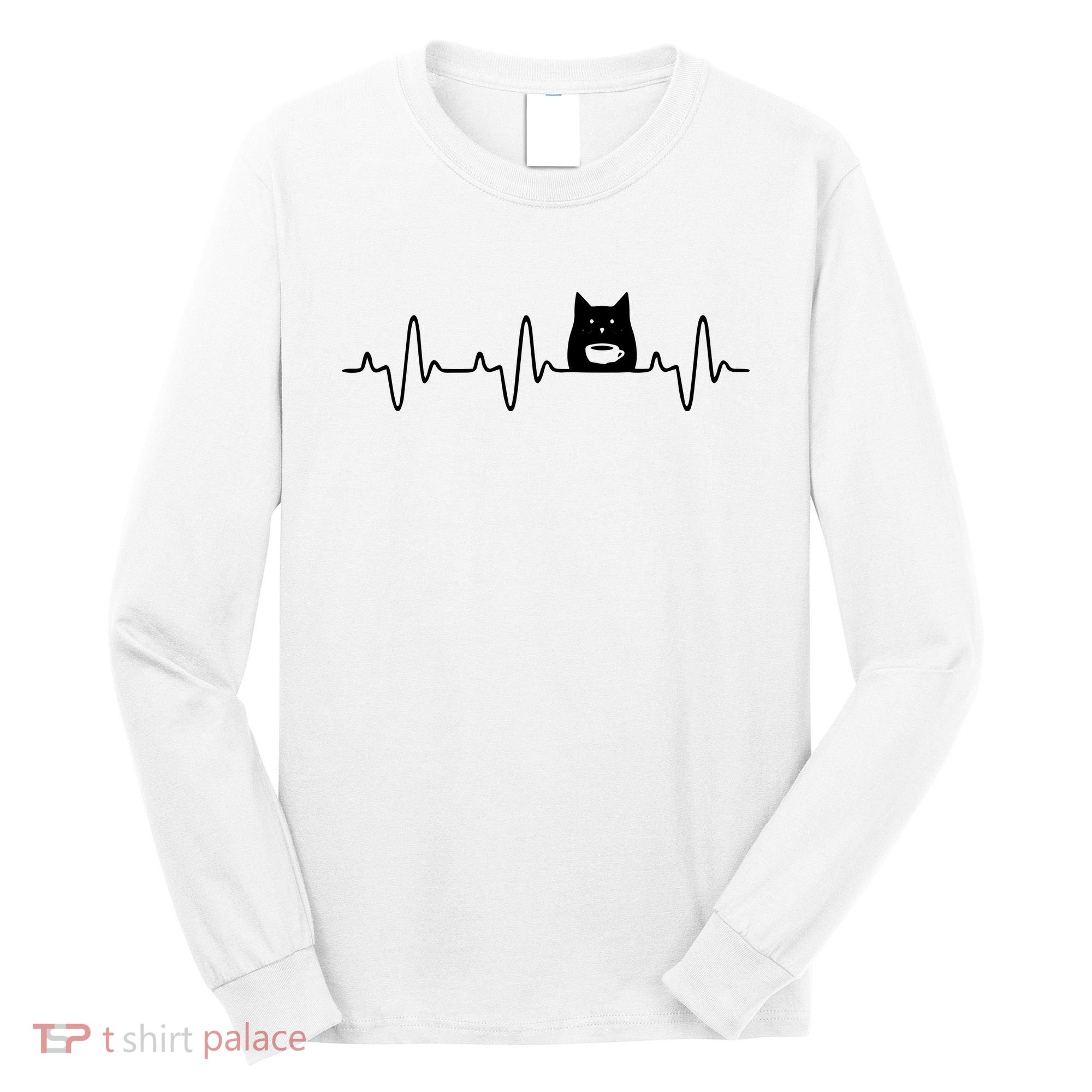 Black Cat With Coffee Cute Cats And Coffee Lover Long Sleeve Shirt