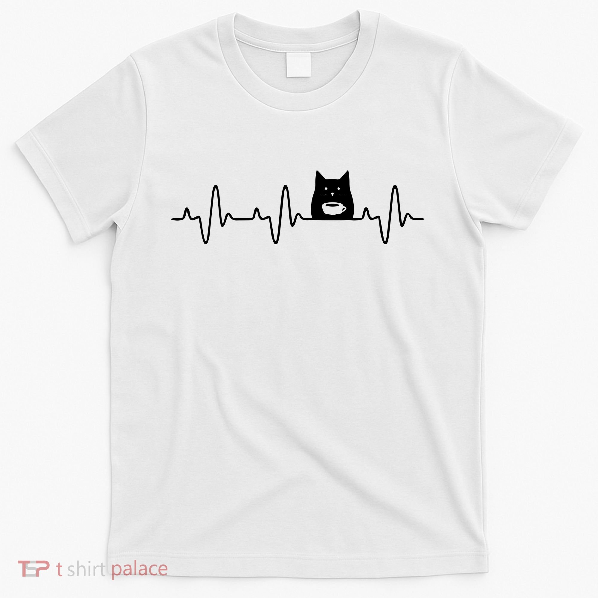 Black Cat With Coffee Cute Cats And Coffee Lover T-Shirt