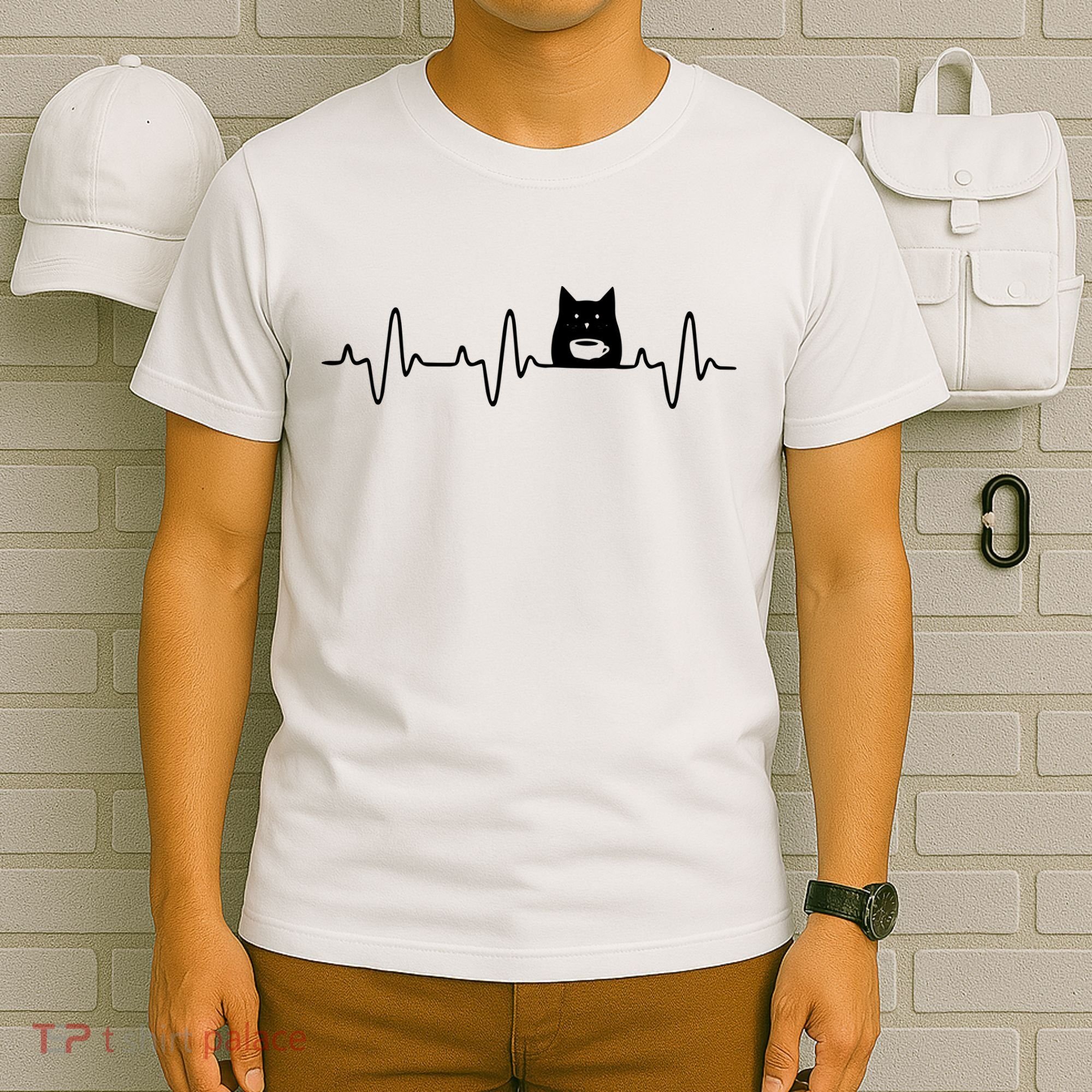 Black Cat With Coffee Cute Cats And Coffee Lover T-Shirt