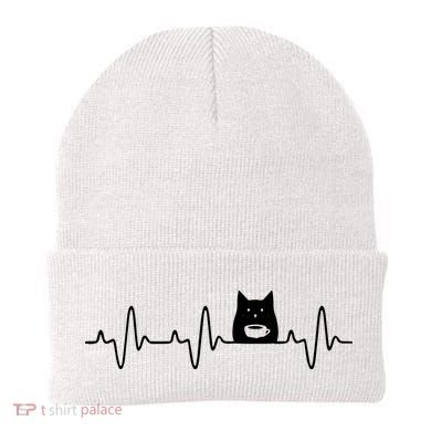 Black Cat With Coffee Cute Cats And Coffee Lover Beanie