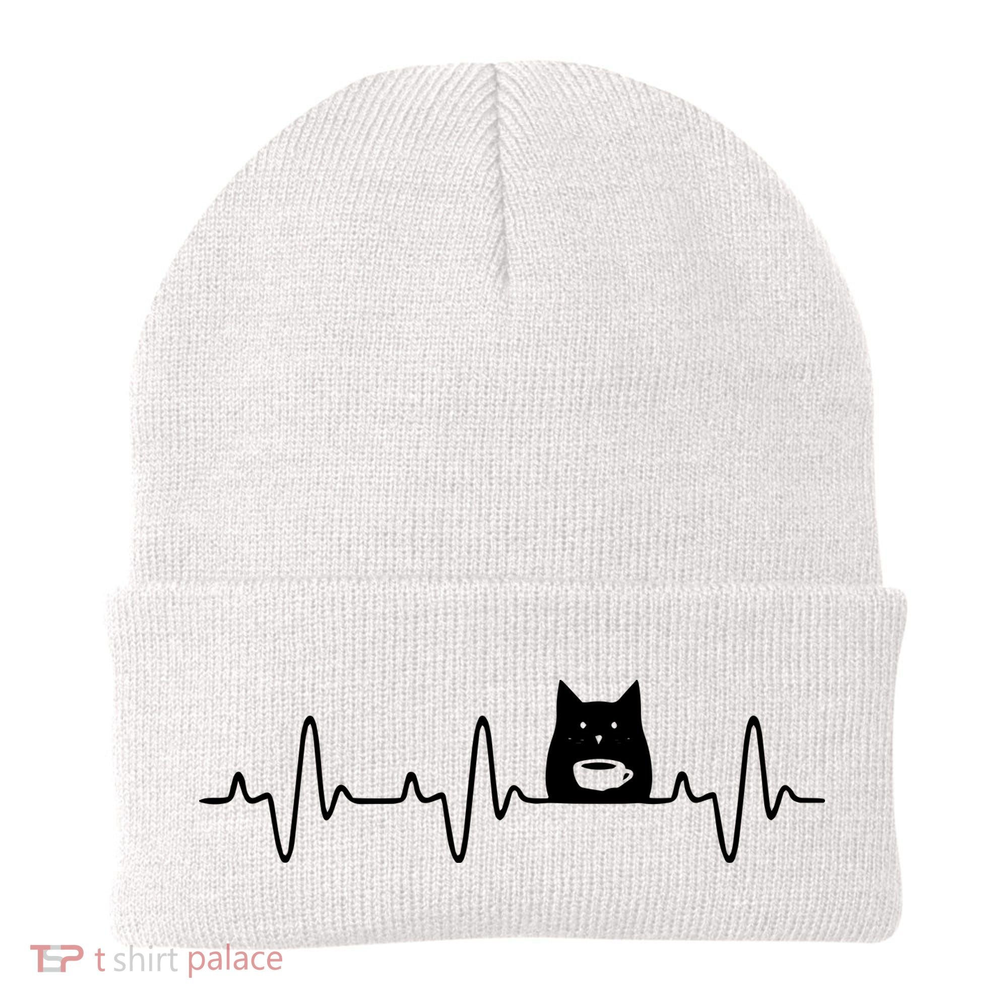 Black Cat With Coffee Cute Cats And Coffee Lover Beanie