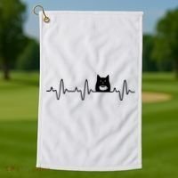 Black Cat With Coffee Cute Cats And Coffee Lover Golf Towel thumb 1