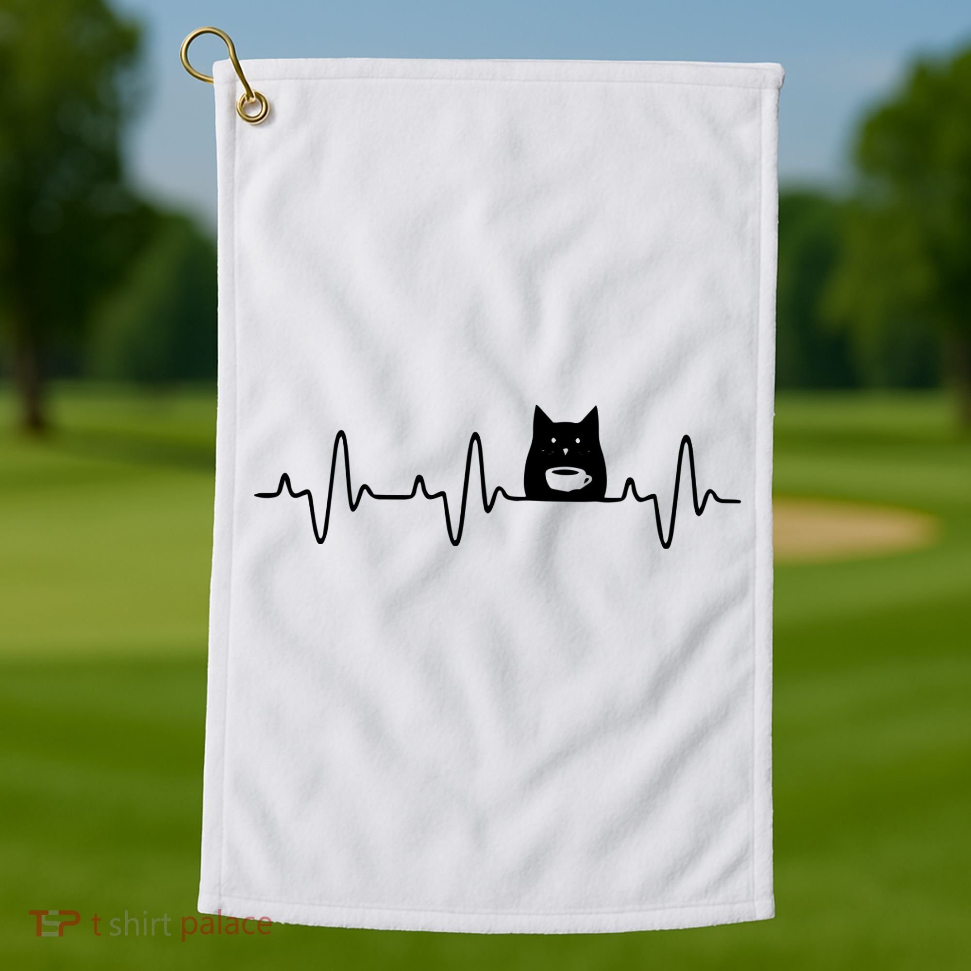 Black Cat With Coffee Cute Cats And Coffee Lover Golf Towel