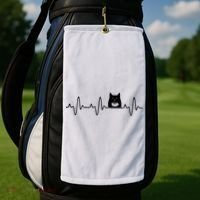 Black Cat With Coffee Cute Cats And Coffee Lover Golf Towel thumb 2