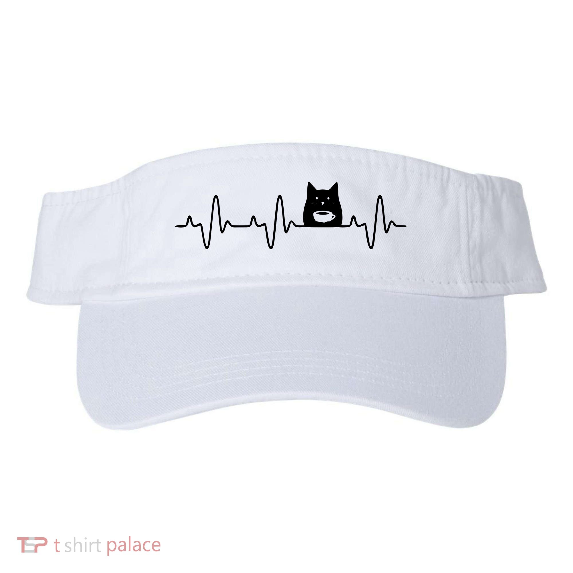 Black Cat With Coffee Cute Cats And Coffee Lover Visor