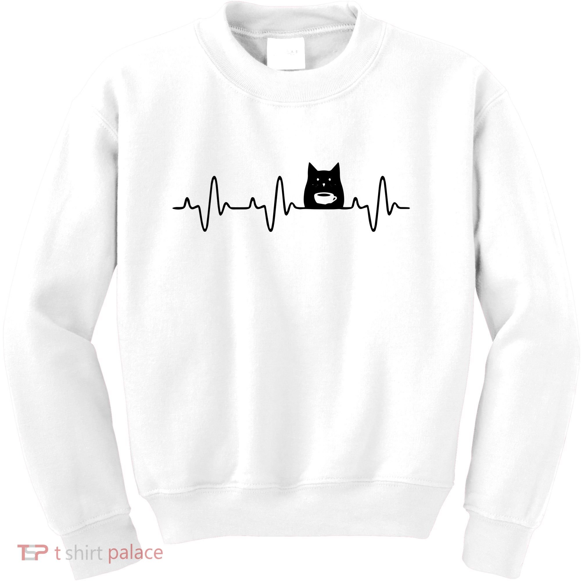 Black Cat With Coffee Cute Cats And Coffee Lover Kids Sweatshirt