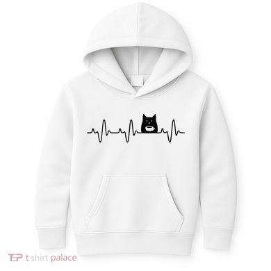 Black Cat With Coffee Cute Cats And Coffee Lover Kids Hoodie