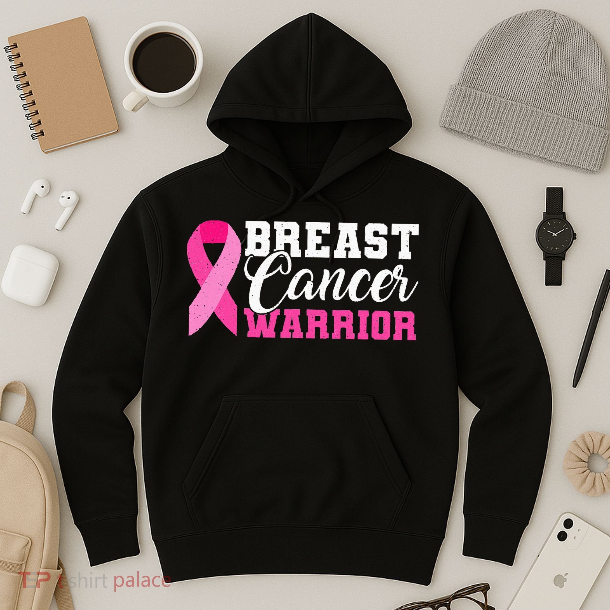 Breast Cancer Warrior Pink Ribbon Hoodie