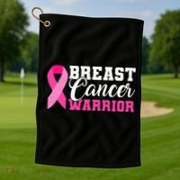 Breast Cancer Warrior Pink Ribbon Golf Towel thumb 1