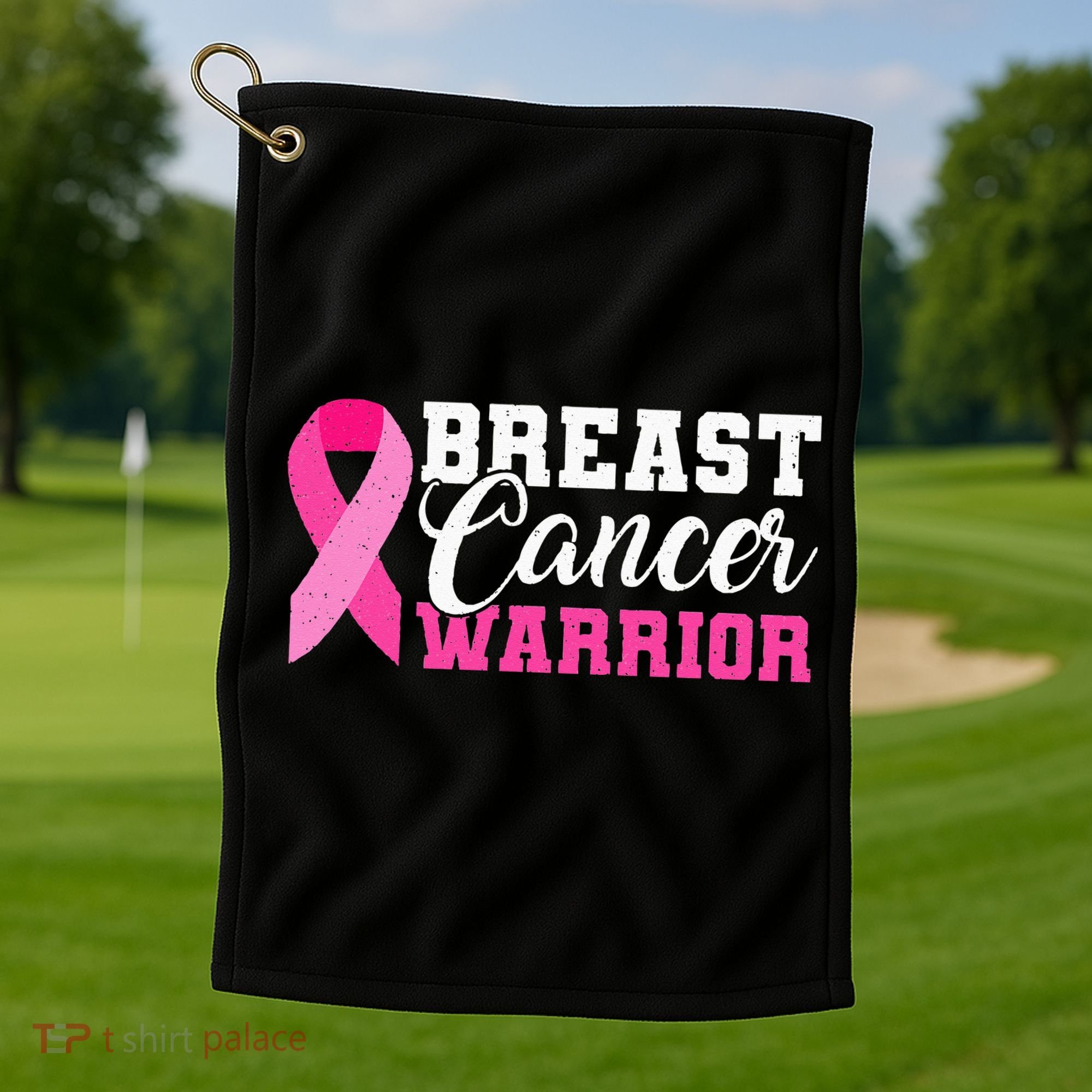 Breast Cancer Warrior Pink Ribbon Golf Towel