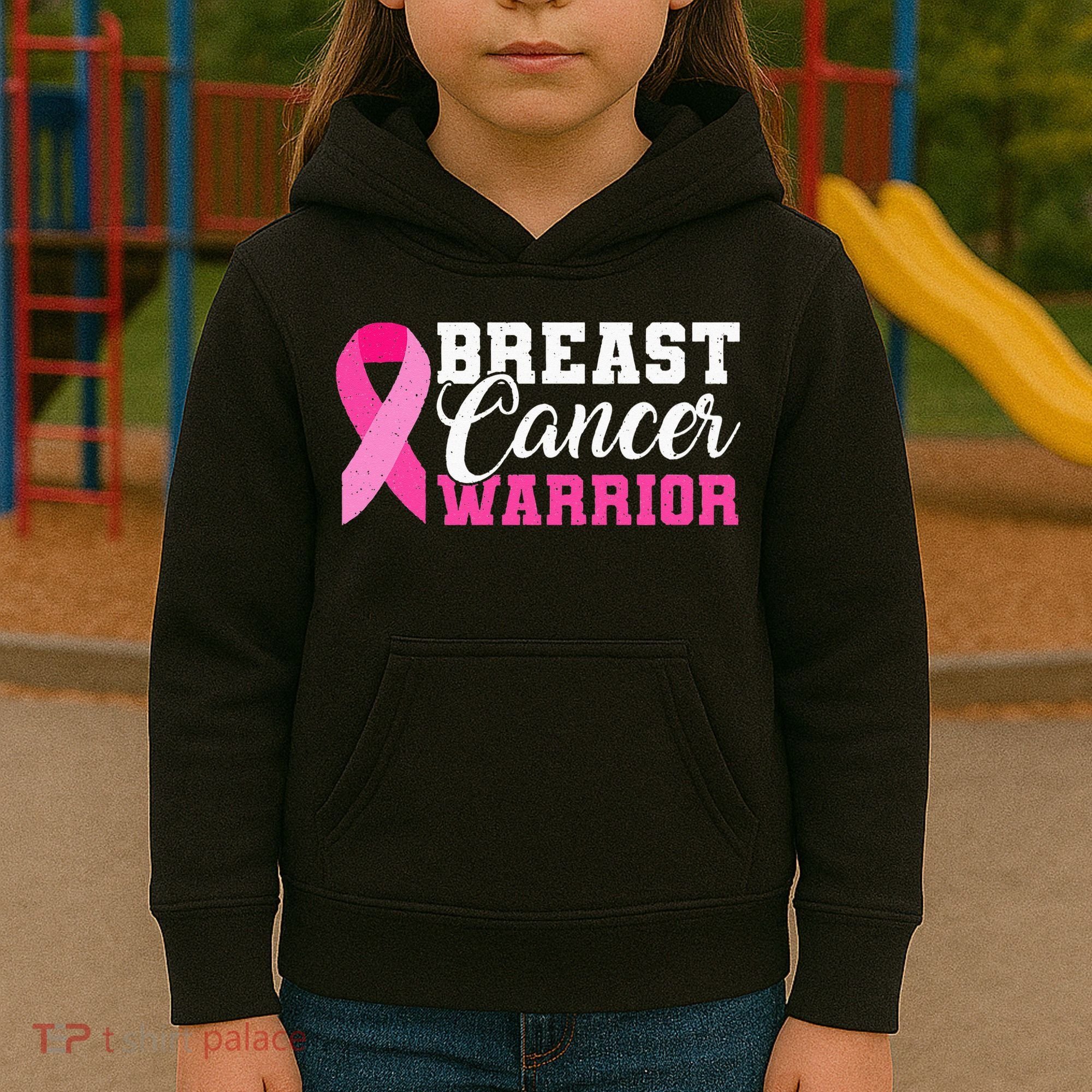 Breast Cancer Warrior Pink Ribbon Kids Hoodie