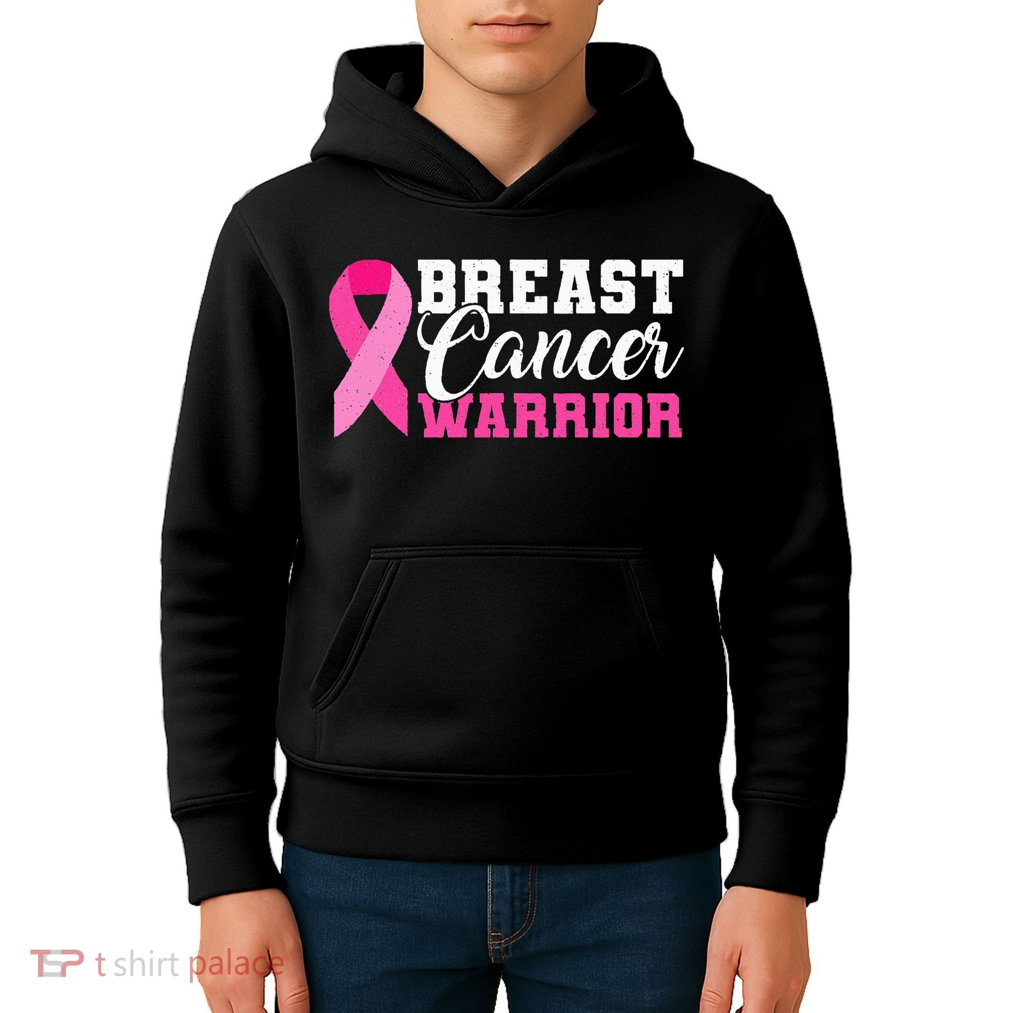 Breast Cancer Warrior Pink Ribbon Kids Hoodie