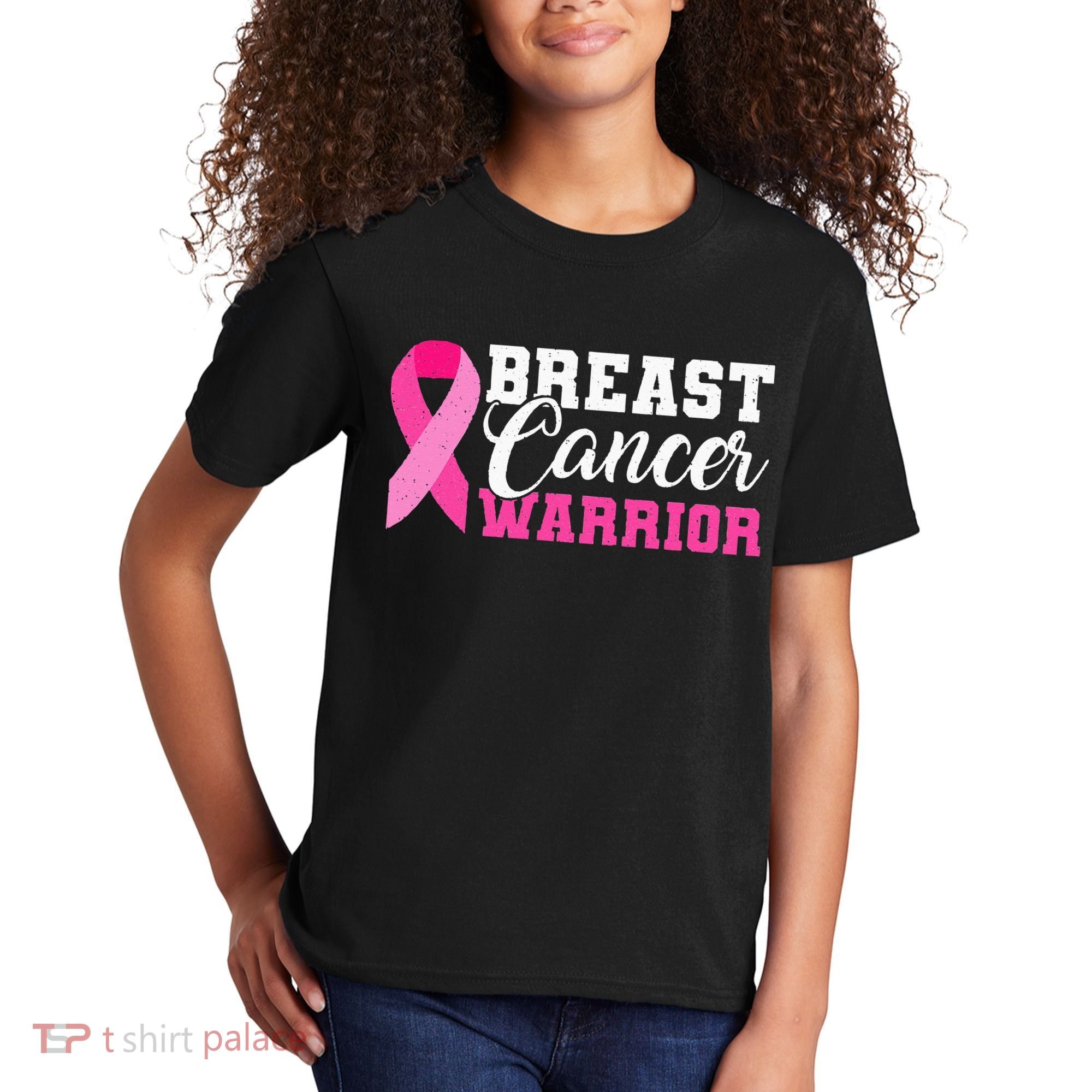 Breast Cancer Warrior Pink Ribbon Kids T-Shirt