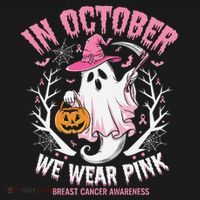 Breast Cancer Women Halloween Ghost In October We Wear Pin.K Women's Hoodie thumb 2