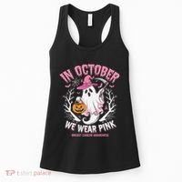 Breast Cancer Women Halloween Ghost In October We Wear Pin.K Women's Tank Top thumb 0