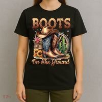 Boot Cowboy Western Cowgirl Linedance  T-Shirt thumb 4