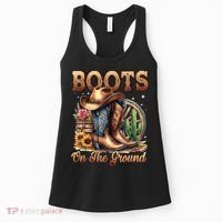 Boot Cowboy Western Cowgirl Linedance  Women's Tank Top thumb 0