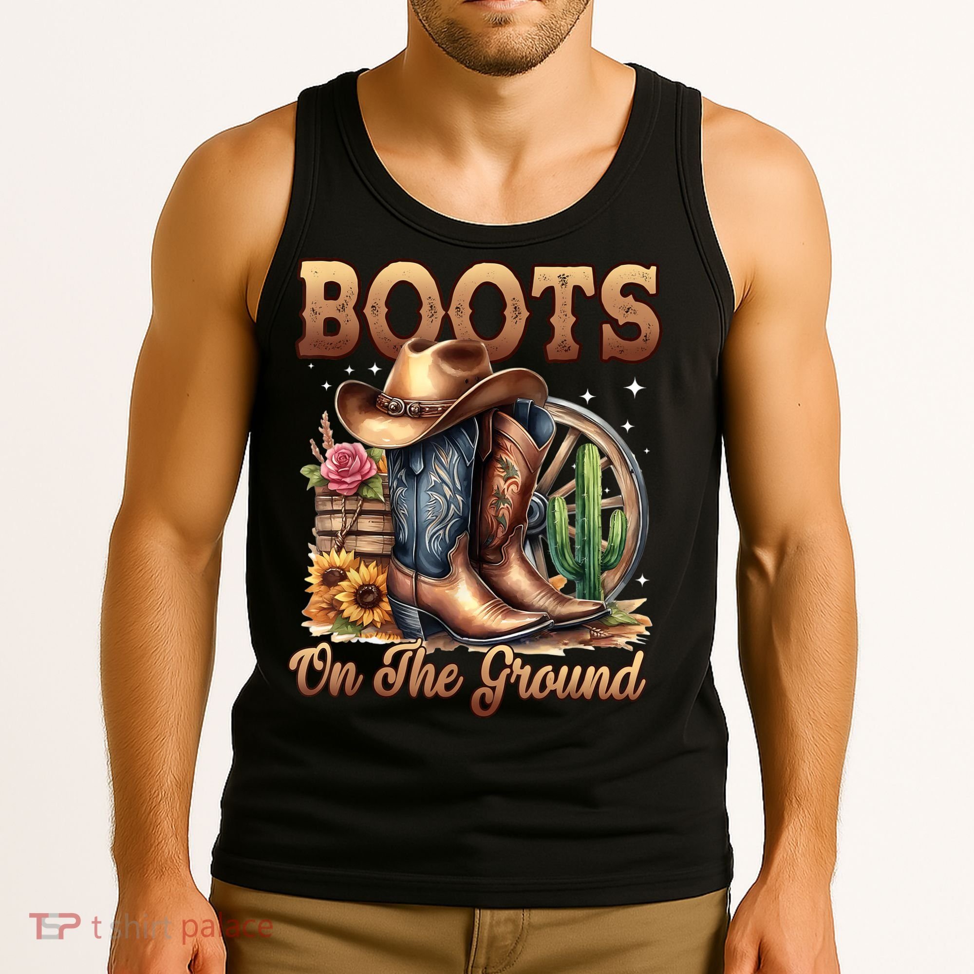 Boot Cowboy Western Cowgirl Linedance  Tank Top