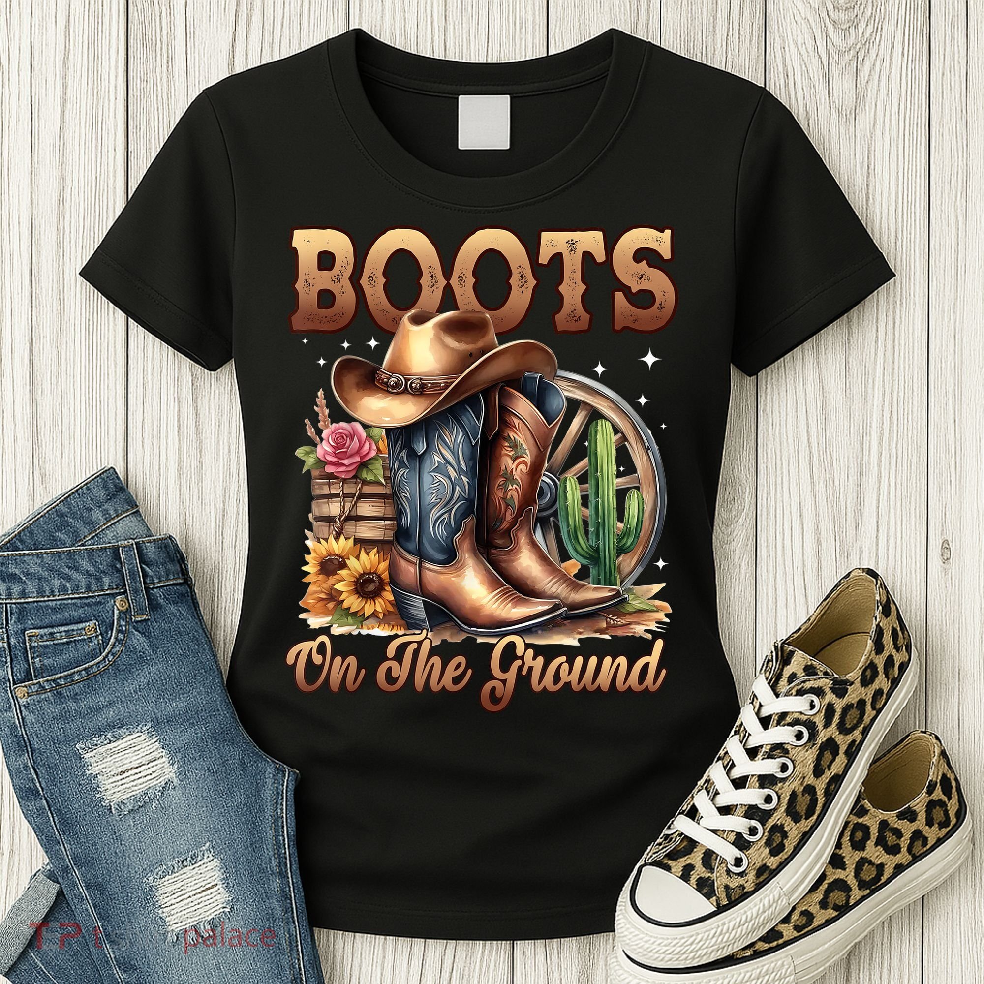 Boot Cowboy Western Cowgirl Linedance  Women's T-Shirt