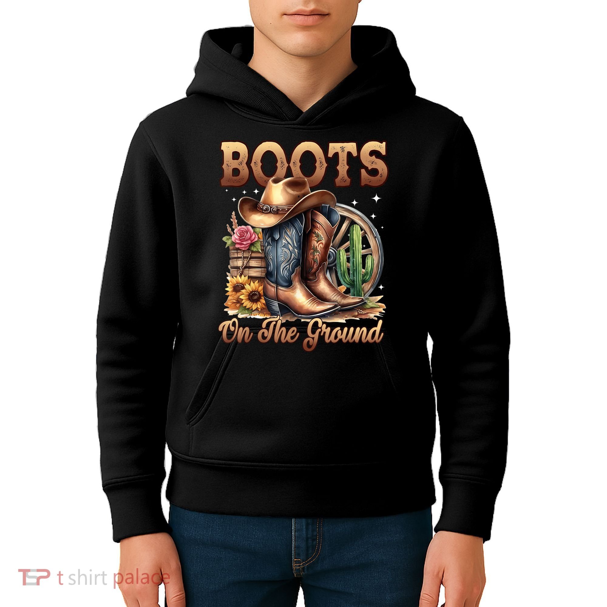 Boot Cowboy Western Cowgirl Linedance  Kids Hoodie