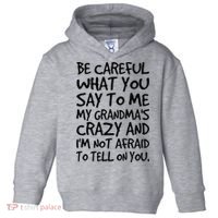 Be Careful What You Say To Me My Grandmas Crazy Funny Family Toddler Hoodie thumb 0