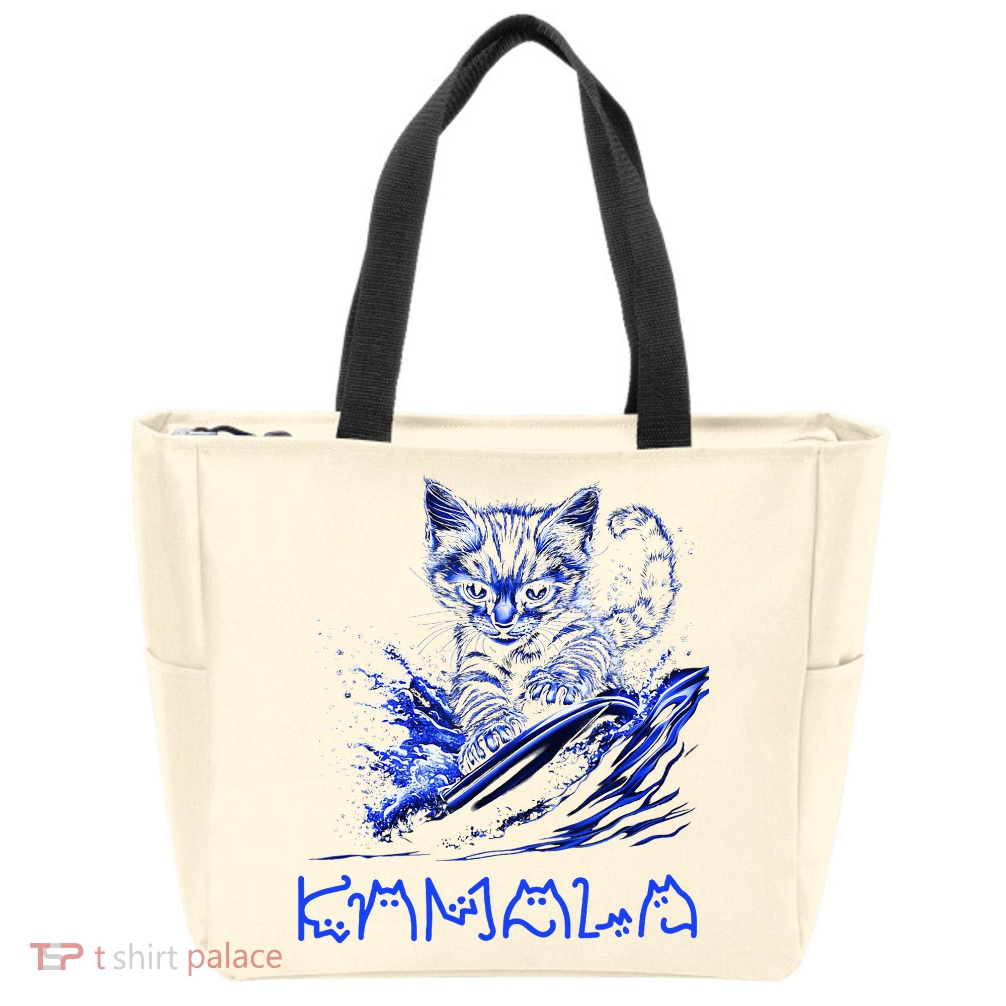 Blue Cats Wave For Kamala Funny Kamala Harris Cat Ladies Tote Bag