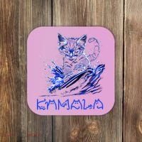 Blue Cats Wave For Kamala Funny Kamala Harris Cat Ladies Coaster thumb 0