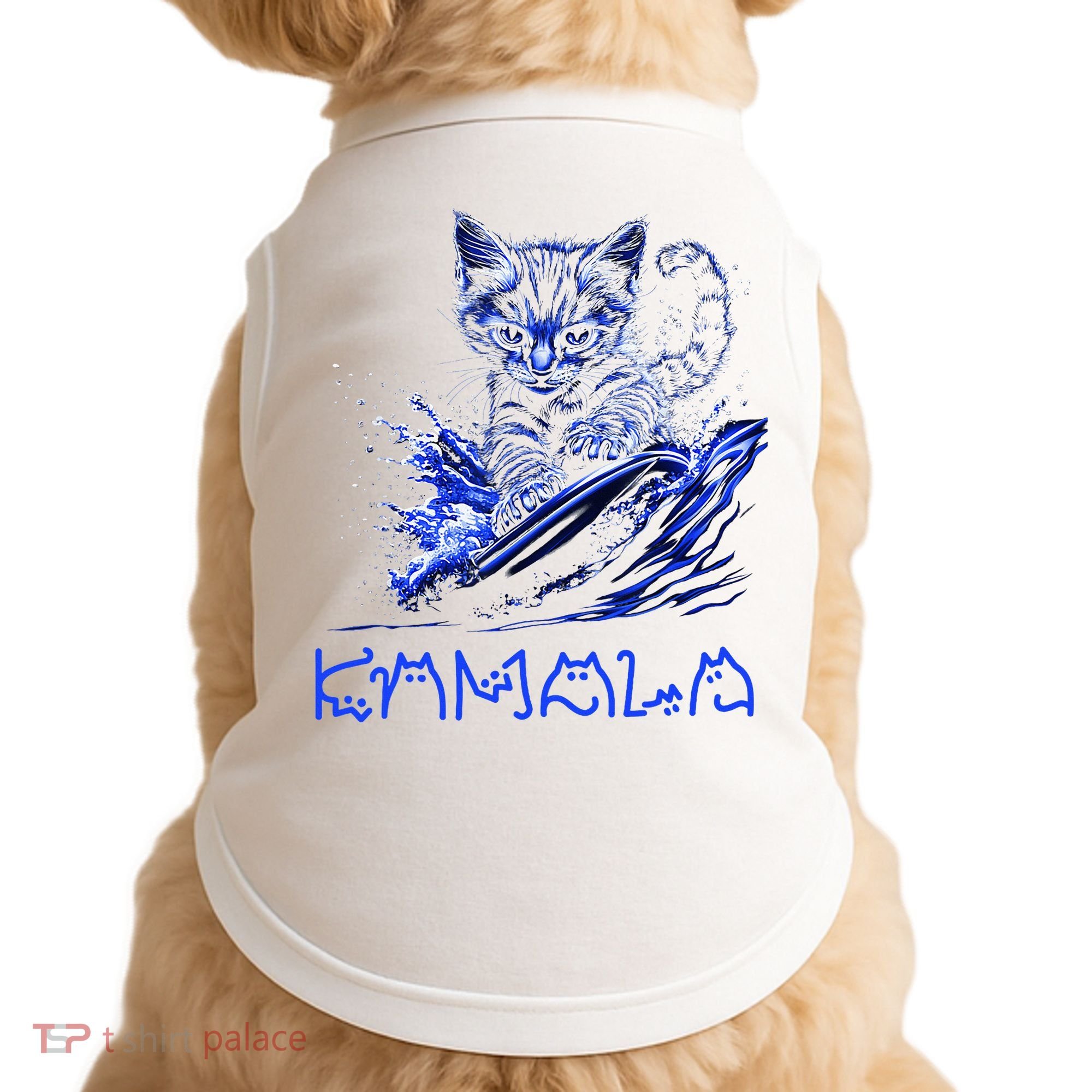 Blue Cats Wave For Kamala Funny Kamala Harris Cat Ladies Doggie Tank