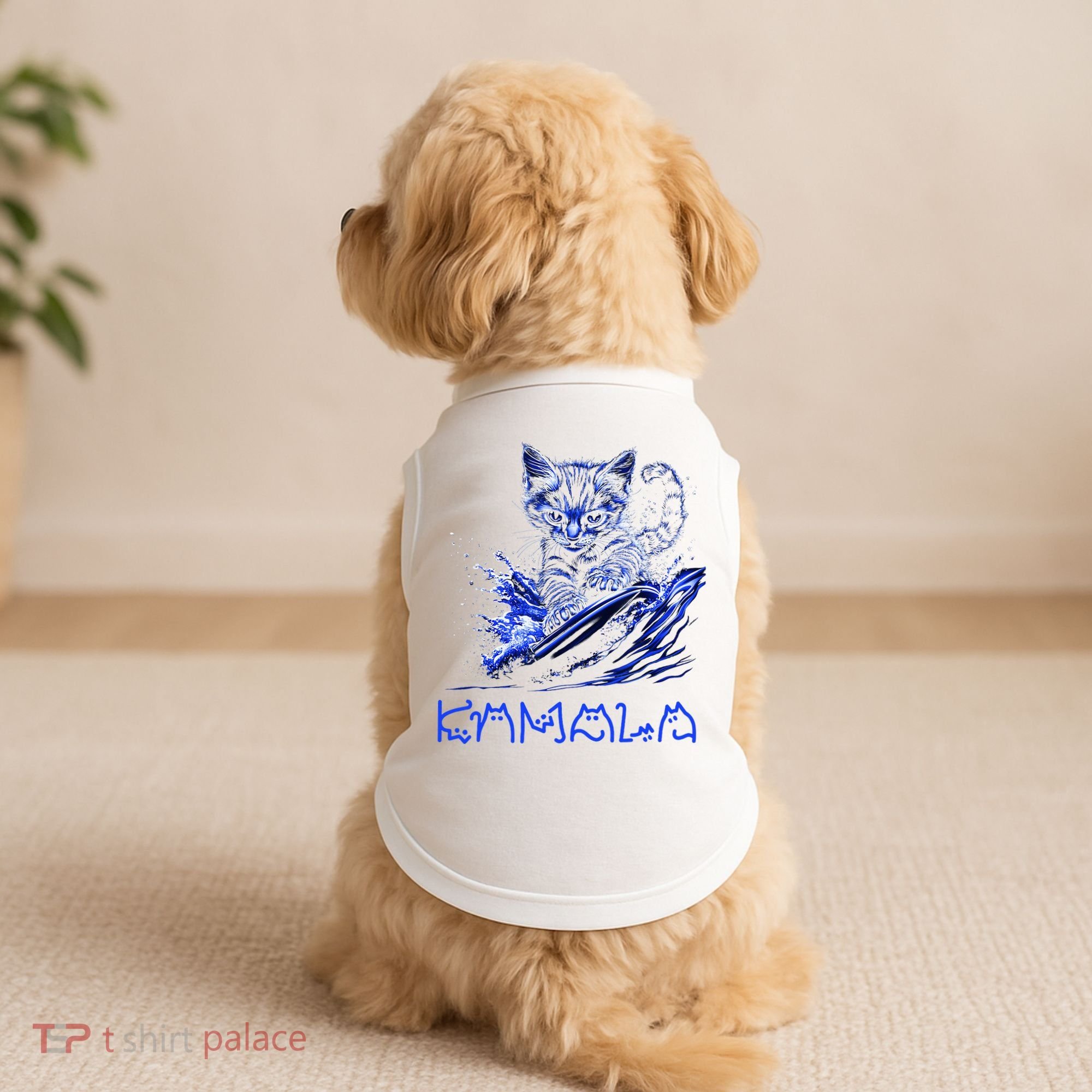 Blue Cats Wave For Kamala Funny Kamala Harris Cat Ladies Doggie Tank