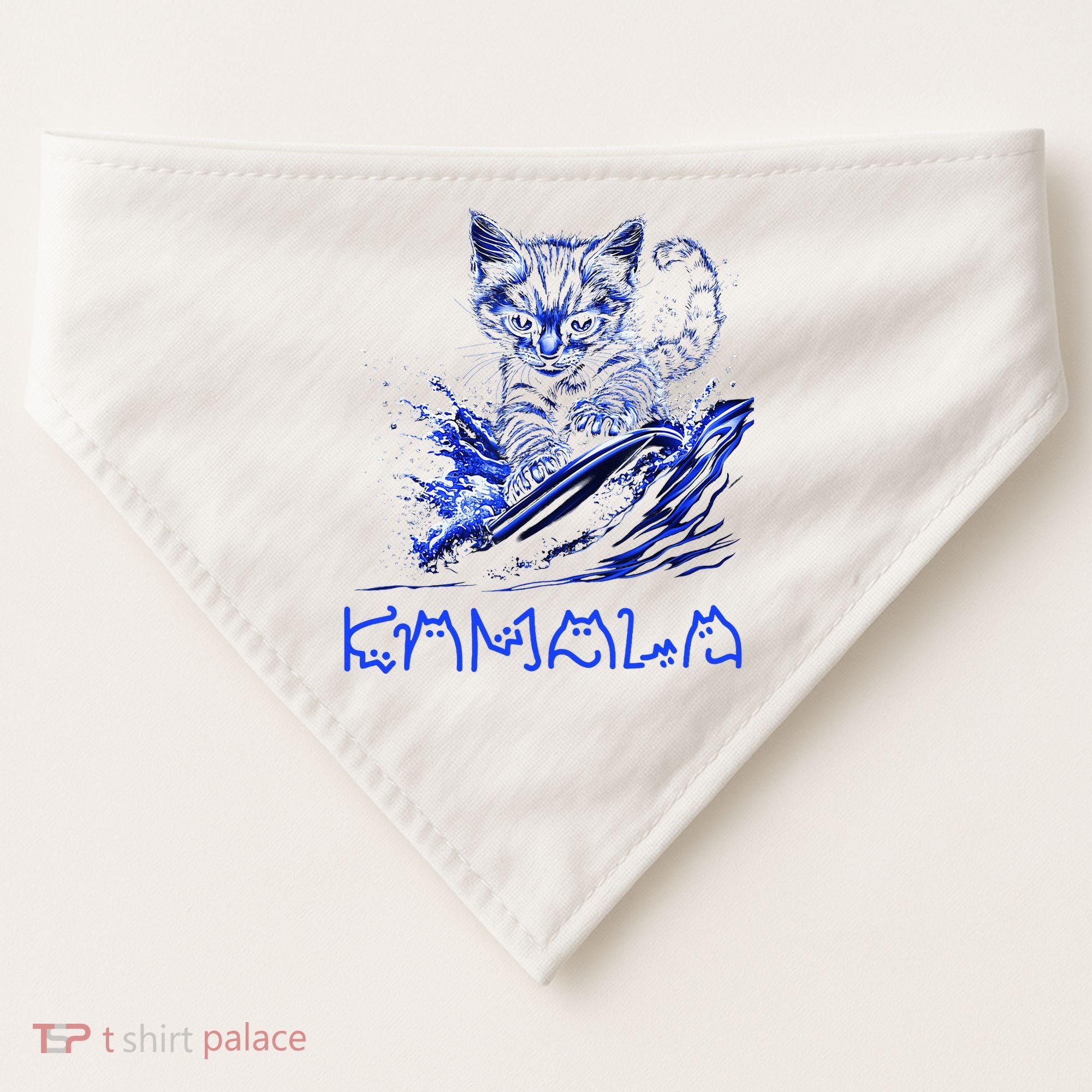 Blue Cats Wave For Kamala Funny Kamala Harris Cat Ladies USA-Made Doggie Bandana