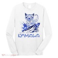 Blue Cats Wave For Kamala Funny Kamala Harris Cat Ladies Long Sleeve Shirt thumb 0