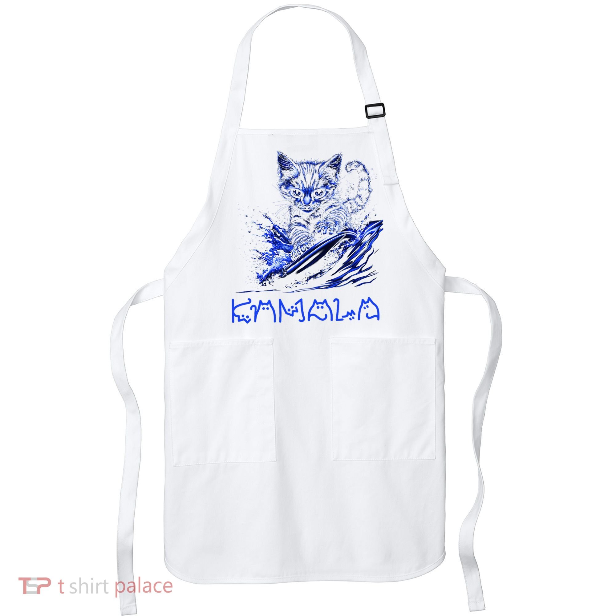 Blue Cats Wave For Kamala Funny Kamala Harris Cat Ladies Apron